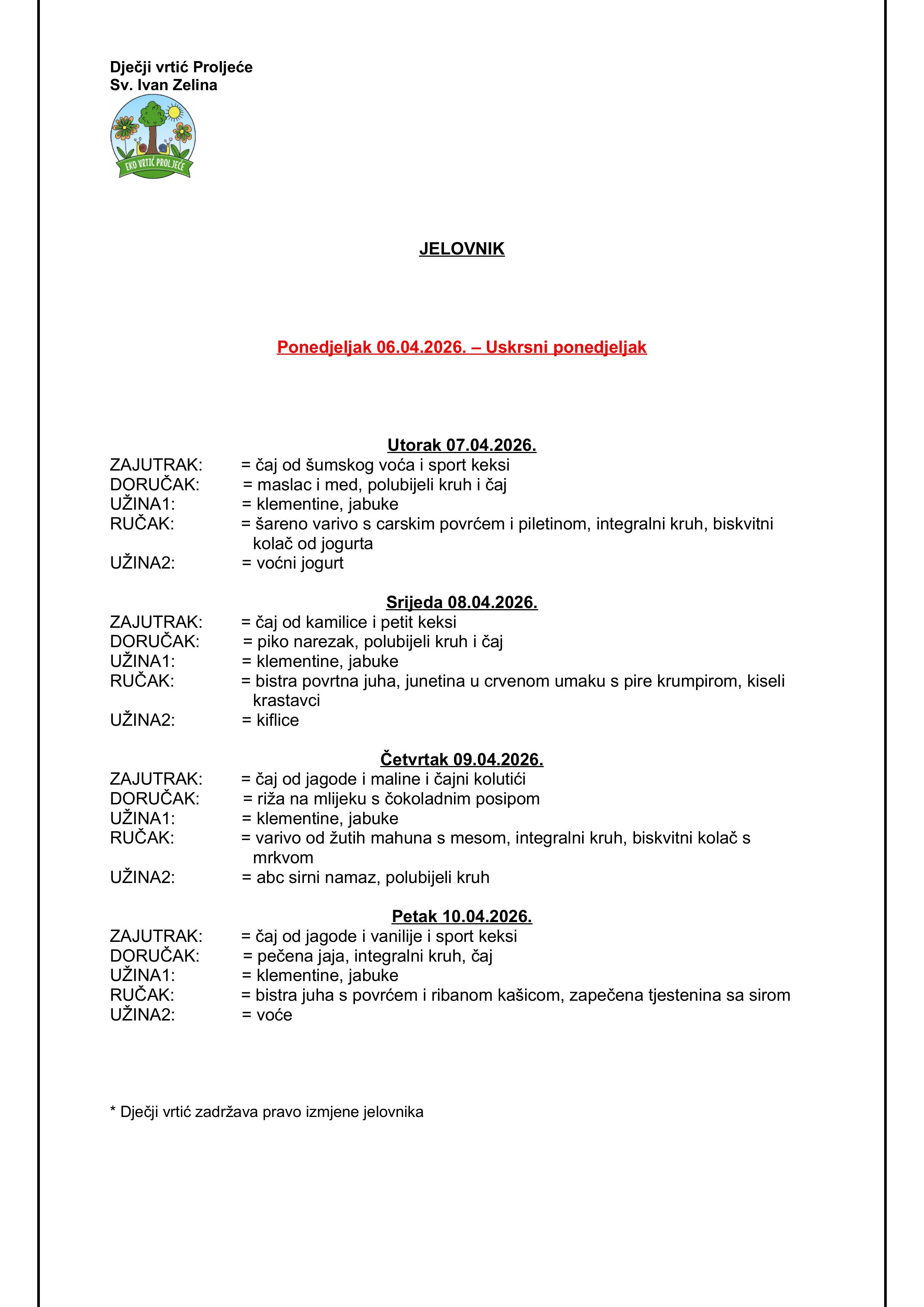 JELOVNIK 06.04. 10.04.2026