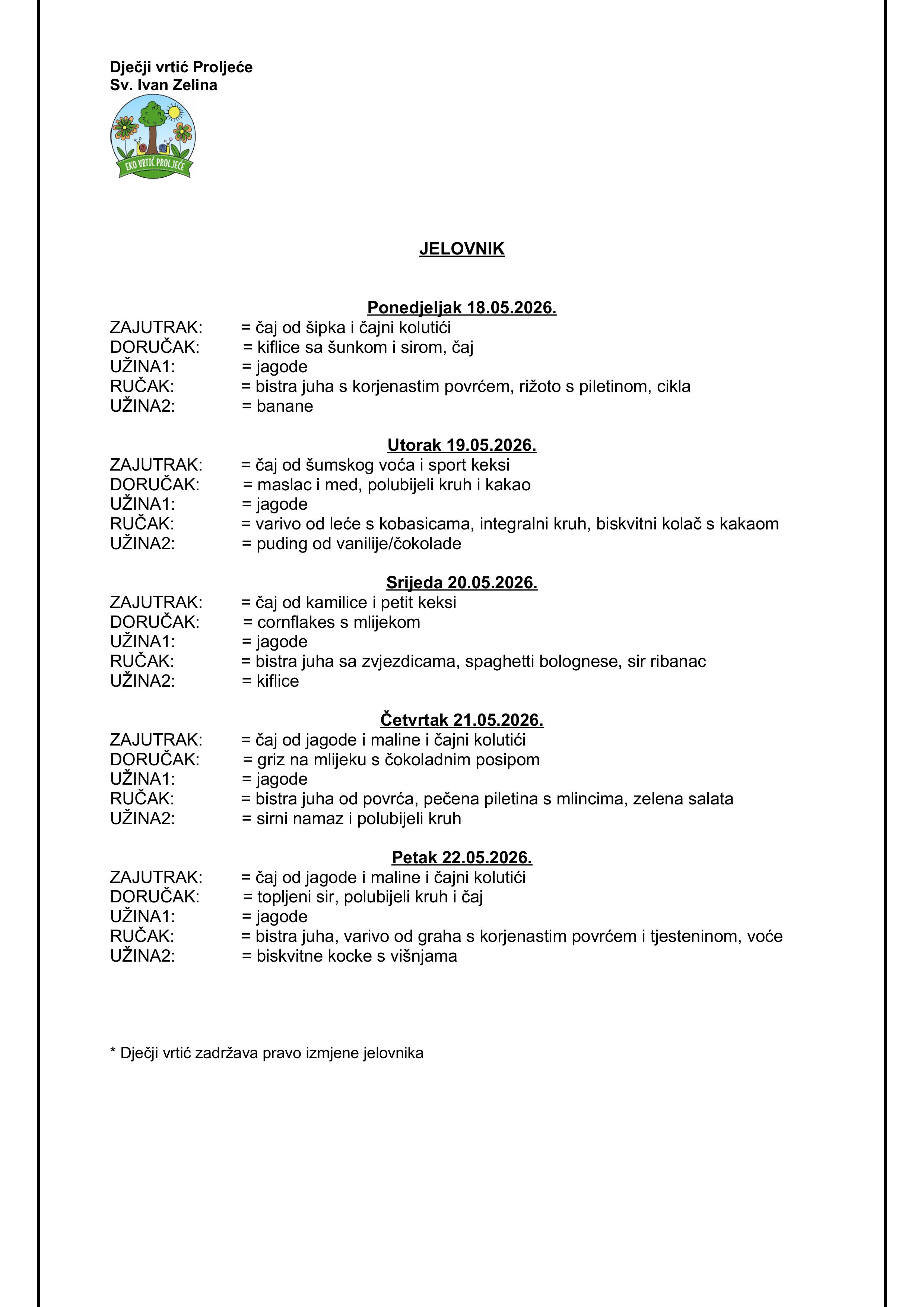 JELOVNIK 18.05. 22.05.2026