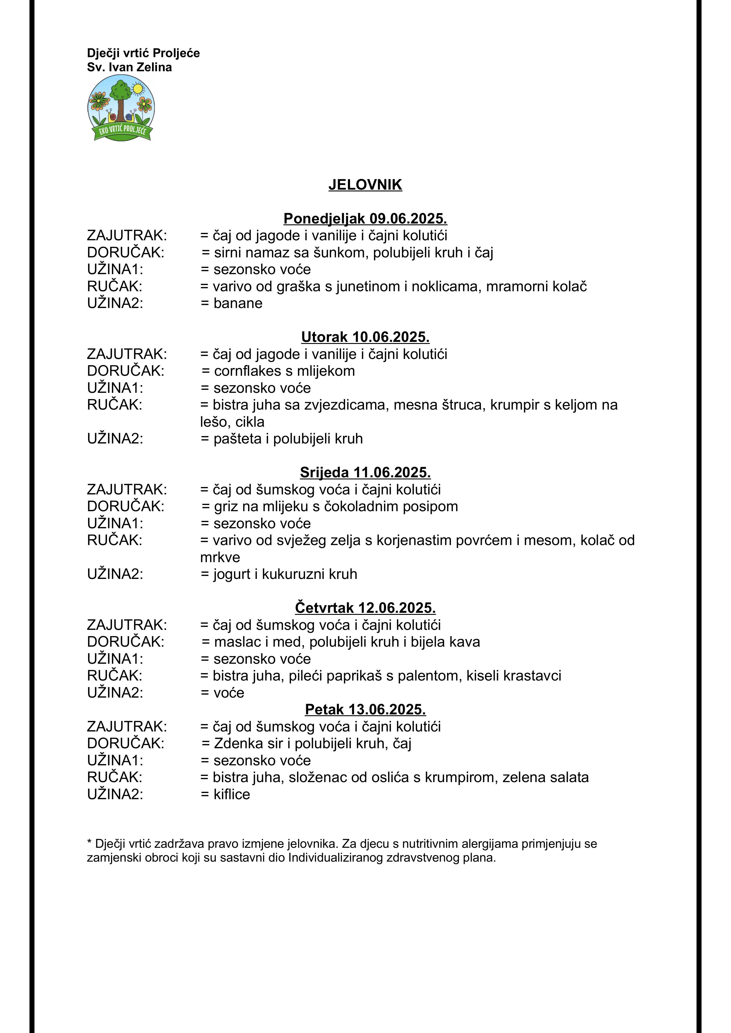 JELOVNIK 09.06. 13.06.2025